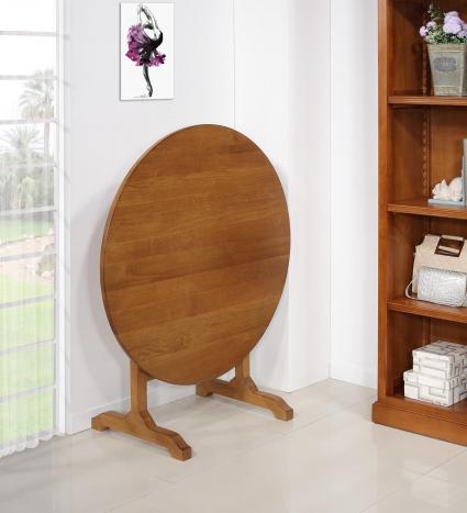 Table ronde pliante Diamètre 100 cm réalisée en chêne massif SEULEMENT 1 DISPONIBLE