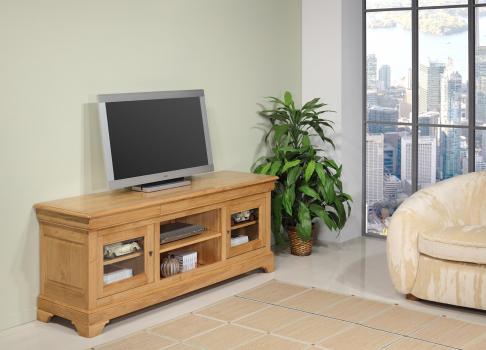 Meubles TV 16/9eme Mathilde réalisé en Chêne Massif de style Louis Philippe  Longueur 180 cm
