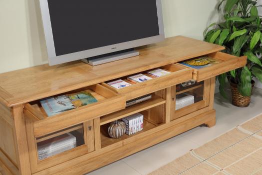 Meubles TV 16/9eme Mathilde réalisé en Chêne Massif de style Louis Philippe  Longueur 180 cm