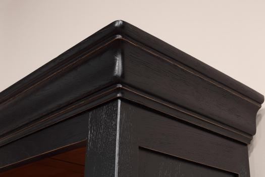 Bibliothèque Noël réalisée en Chêne Massif de style Louis Philippe Campagnard Finition Chêne brossé Noir pour l'extérieur Chêne doré patiné pour l'intérieur