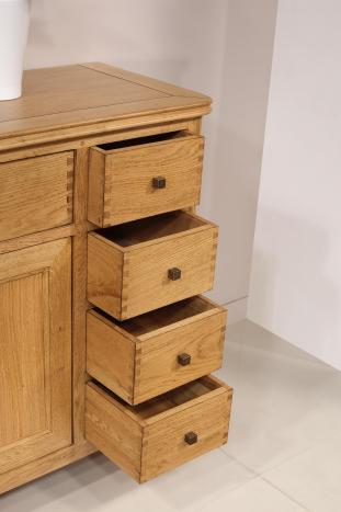 Buffet 2 portes 6 tioirs Evan, réalisé en chêne de style Contemporain