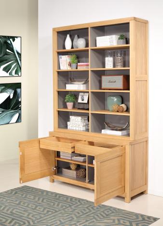 Bibliothèque 2 corps Jules réalisée en Chêne de style contemporain Largeur 140 cm 