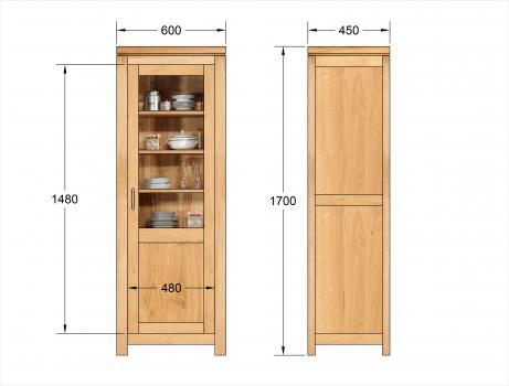 Vitrine 1 porte Hector réalisée en chêne de ligne Contemporaine