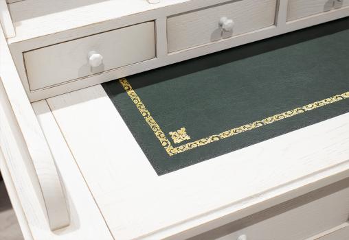 Bonheur du Jour Louis réalisé en Chêne de style Directoire Finition Chêne Brossé Ivoire Surface d'écriture Verte