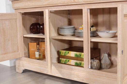 Buffet 4 portes Gael réalisé en Chêne Massif de style Louis Philippe Finition Chêne Brossé Blanchi 