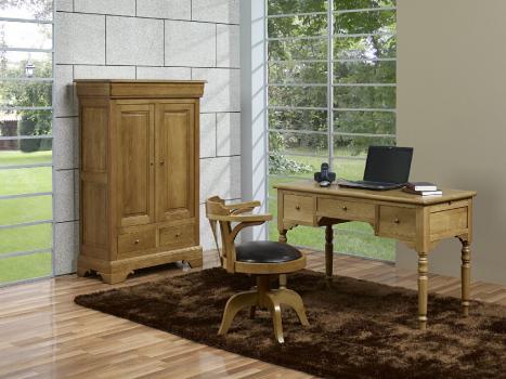 Bureau 1/2 ministre Jean-Charles en Chêne de style Louis Philippe  Finition Chêne naturel 