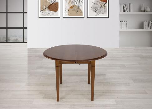 Table ronde à volets réalisée en Chêne Massif de style Louis Philippe 6 pieds Fuseaux Diamètre 105 et 3 allonges de 40 cm  SEULEMENT 1 DISPONIBLE