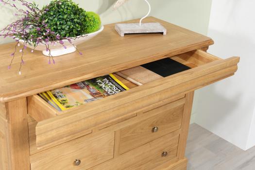 Petite commode 6 tiroirs Ludovic réalisée en chêne massif de style Louis Philippe 