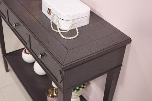 Console Mathieu réalisée en chêne de style Directoire Finition gris anthracite patiné