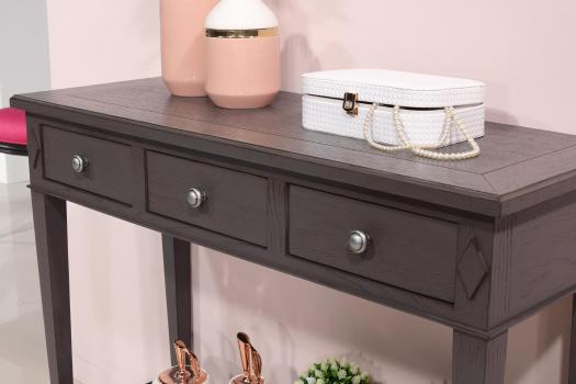 Console Mathieu réalisée en chêne de style Directoire Finition gris anthracite patiné