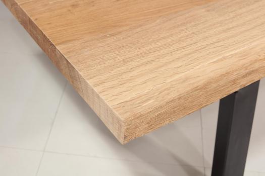 Table de repas fer et chêne massif 300x100 Epaisseur de la planche 4,5 cm MODELE UNIQUE