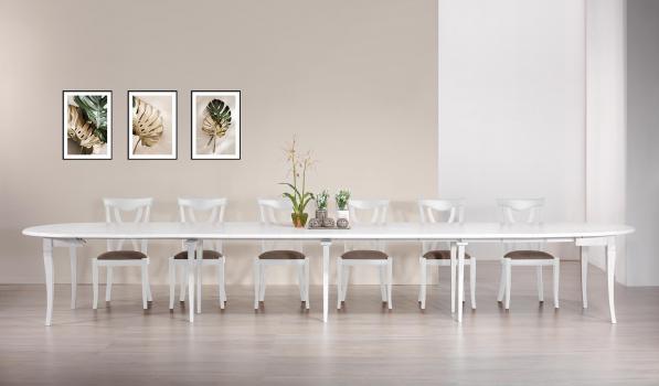 Table ronde à volets diamètre 120 réalisée en Chêne massif de style Louis Philippe 10 allonges de 40 cm 
