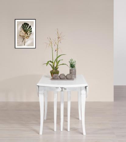 Table ronde à volets diamètre 120 réalisée en Chêne massif de style Louis Philippe 10 allonges de 40 cm 