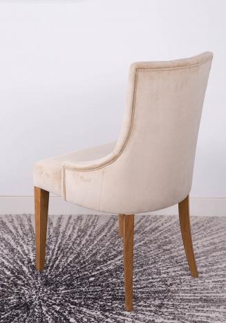 Chaise de séjour Capitonnée, 4 pieds en Chêne Massif Tissu beige Valdouro