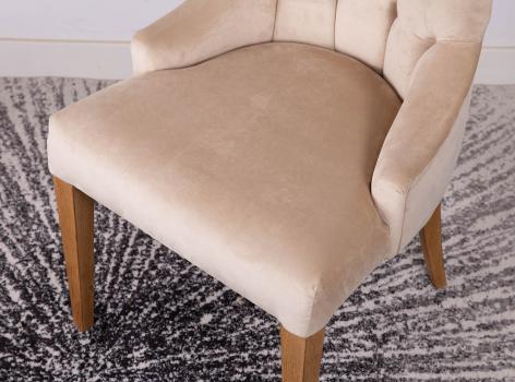 Chaise de séjour Capitonnée, 4 pieds en Chêne Massif Tissu beige Valdouro