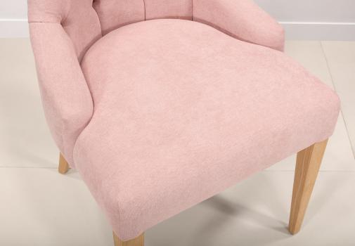 Chaise de séjour Capitonnée, 4 pieds en Chêne Massif Tissu rose 