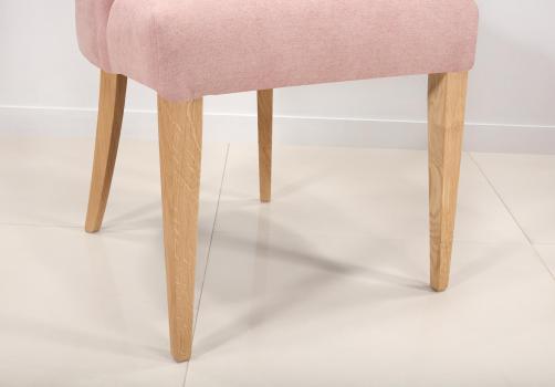 Chaise de séjour Capitonnée, 4 pieds en Chêne Massif Tissu rose 