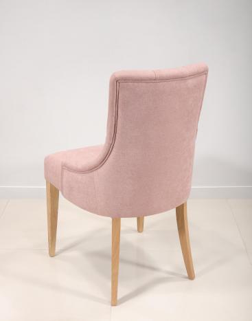 Chaise de séjour Capitonnée, 4 pieds en Chêne Massif Tissu rose 