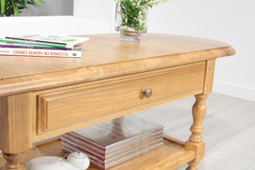 Table basse à volets Jean réalisée en Chêne massif de style Louis Philippe 