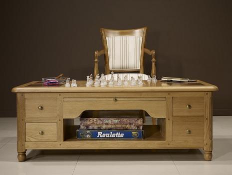 Table basse Jeu d'échec réalisée en Chêne et Noyer de style Louis Philippe