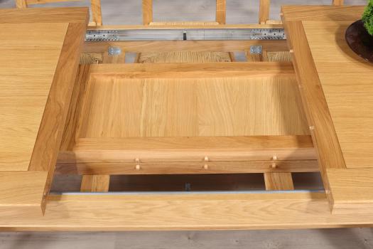 Table de Ferme Axel réalisée en Chêne Massif 220x100 + 2 allonges de 45 cm Pieds Chanfreins 