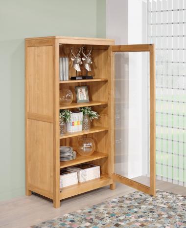 Vitrine ou bibliothèque 1 porte Oliver réalisée en chêne de ligne Contemporaine 