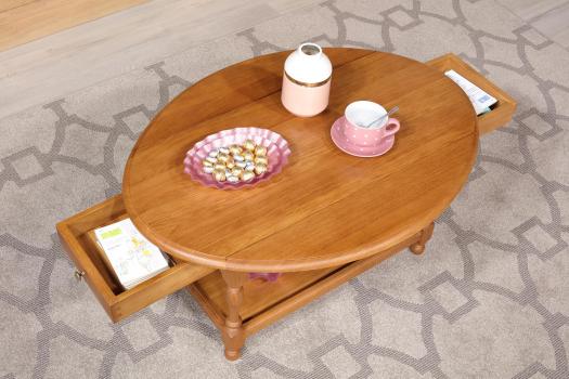 Table Basse Victor réalisée en Chêne Massif de style Louis Philippe Finition chêne doré