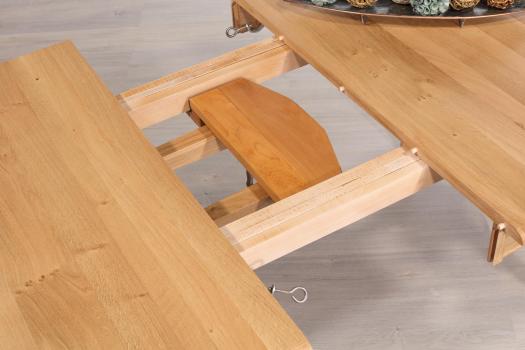 Table ovale 170x110 Mona réalisée en Chêne massif de style Louis Philippe avec 2 allonges de 40 cm  Finition Chêne Naturel  SEULEMENT 1 DISPONIBLE