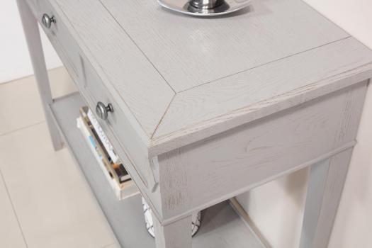 Console Mathieu réalisée en chêne de style Directoire Finition Gris Patiné
