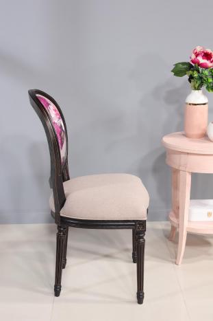 Chaise Simon réalisée en Chêne Massif de style Louis XVI Finition Chêne Brossé Noir 