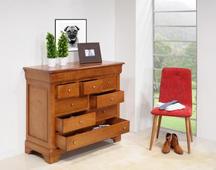 Commode 9 tiroirs  réalisée en Chêne Massif de style Louis Philippe 