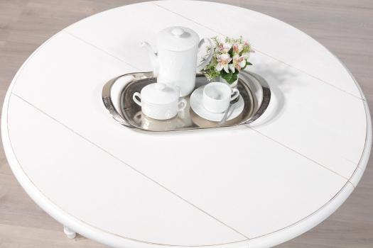 Table ronde à volets  réalisée en Chêne de style Louis XVI DIAMETRE 105 avec 2 ALLONGES DE 40 CM