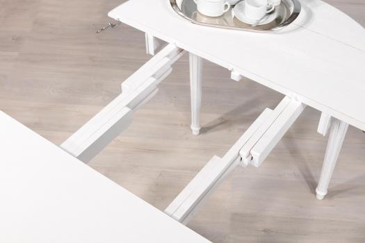 Table ronde à volets  réalisée en Chêne de style Louis XVI DIAMETRE 105 avec 2 ALLONGES DE 40 CM