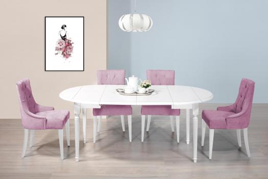 Table ronde à volets  réalisée en Chêne de style Louis XVI DIAMETRE 105 avec 2 ALLONGES DE 40 CM