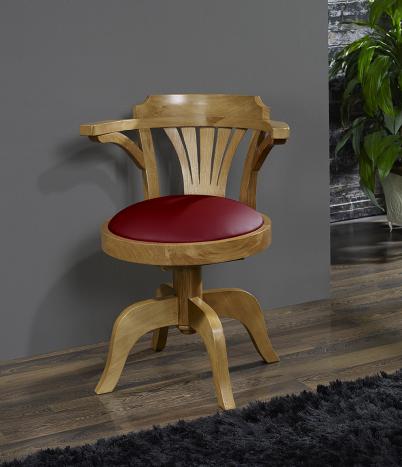Fauteuil de Bureau Marc réalisé en Chêne Massif PIVOTANT  ASSISE BORDEAUX