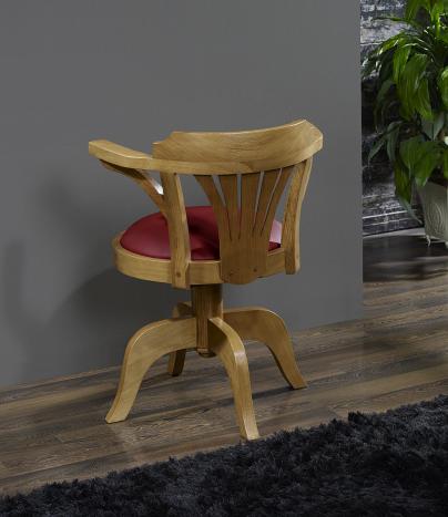 Fauteuil de Bureau Marc réalisé en Chêne Massif PIVOTANT  ASSISE BORDEAUX