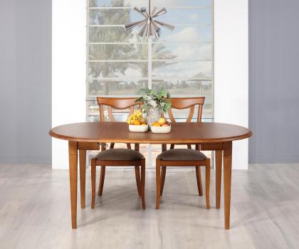 Table ronde à volets diamètre 90 en chêne massif de style Louis Philippe 2 allonges de 40 cm Finition Chêne Moyen
