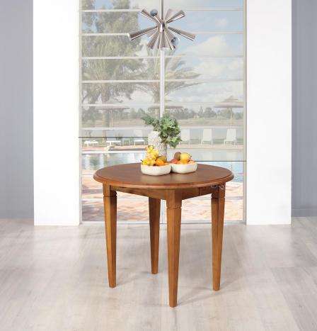 Table ronde à volets diamètre 90 en chêne massif de style Louis Philippe 2 allonges de 40 cm Finition Chêne Moyen