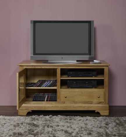 Meuble TV 16/9ème Hugo réalisé en Chêne Massif de style Louis Philippe patiné antiquaire