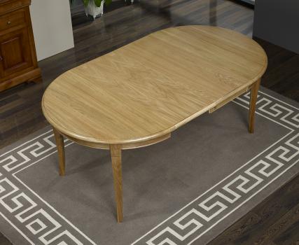 Table ronde Fabien réalisée en Chêne massif de style Louis Philippe DIAMETRE 110 avec 3 allonges de 40 cm