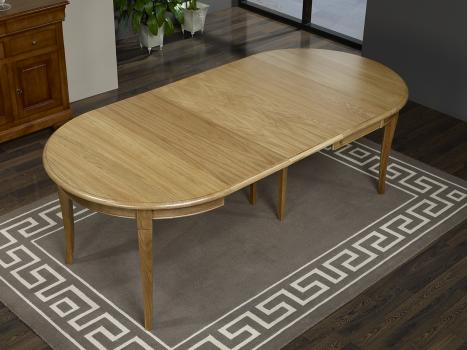 Table ronde Fabien réalisée en Chêne massif de style Louis Philippe DIAMETRE 110 avec 3 allonges de 40 cm