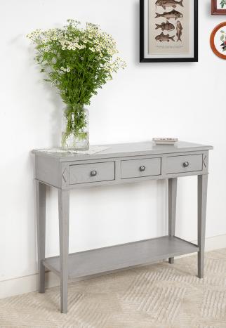 Console Mathieu réalisée en chêne de style Directoire Finition Gris Patiné