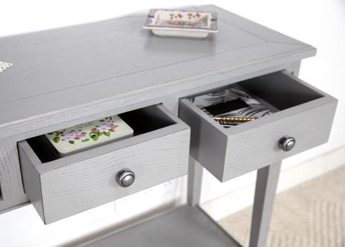 Console Mathieu réalisée en chêne de style Directoire Finition Gris Patiné
