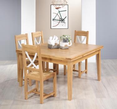 Table de Campagne carrée 135x135 réalisée en Chêne Massif 2 allonges de 40 cm SEULEMENT 1 DISPONIBLE