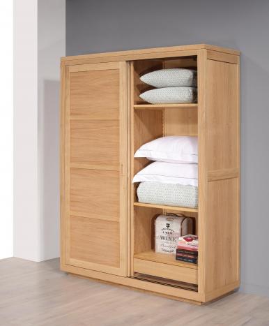 Armoire 2 portes coulissantes Julien, réalisée en Chêne de Ligne contemporaine