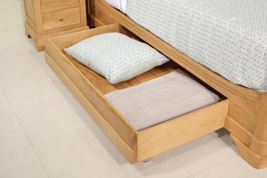 Lit Gautier 180x200 en Chêne Massif de style Louis Philippe Avec tiroir de chaque côté,