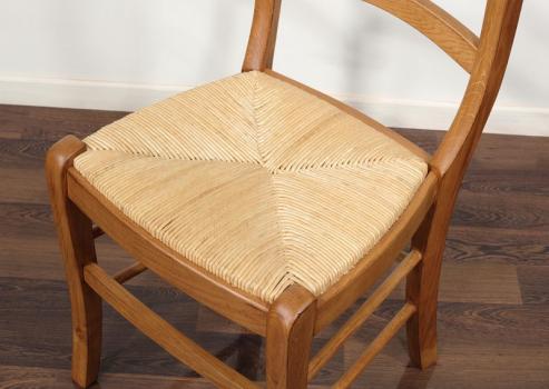 Chaise Anna réalisée en Chêne massif de style Louis Philippe ASSISE PAILLE DE SEIGLE