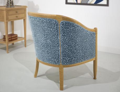 Fauteuil Cabriolet Paul réalisé en Chêne Massif de style Louis Philippe Bleu MMP