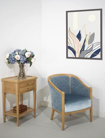 Fauteuil Cabriolet Paul réalisé en Chêne Massif de style Louis Philippe Bleu MMP
