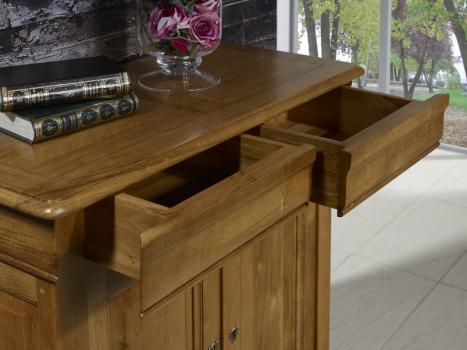 Petit Buffet 2 portes Emmanuel réalisé en Chêne Massif de style Louis Philippe 100 cm de large